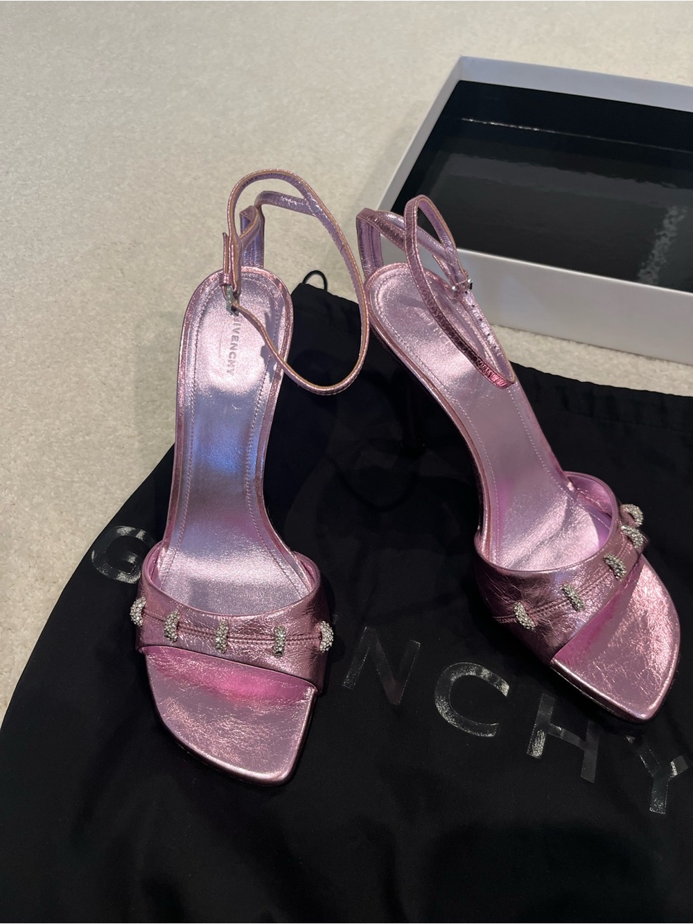 Givenchy Pink Metallic Ankle-Strap Heeled 95mm  Sandals 💖💖💖💖💖💖💖💖💖💖💖💖💖